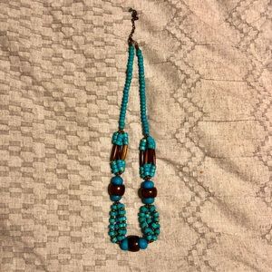 Mossimo for Target Turquoise Wood Bead Necklace